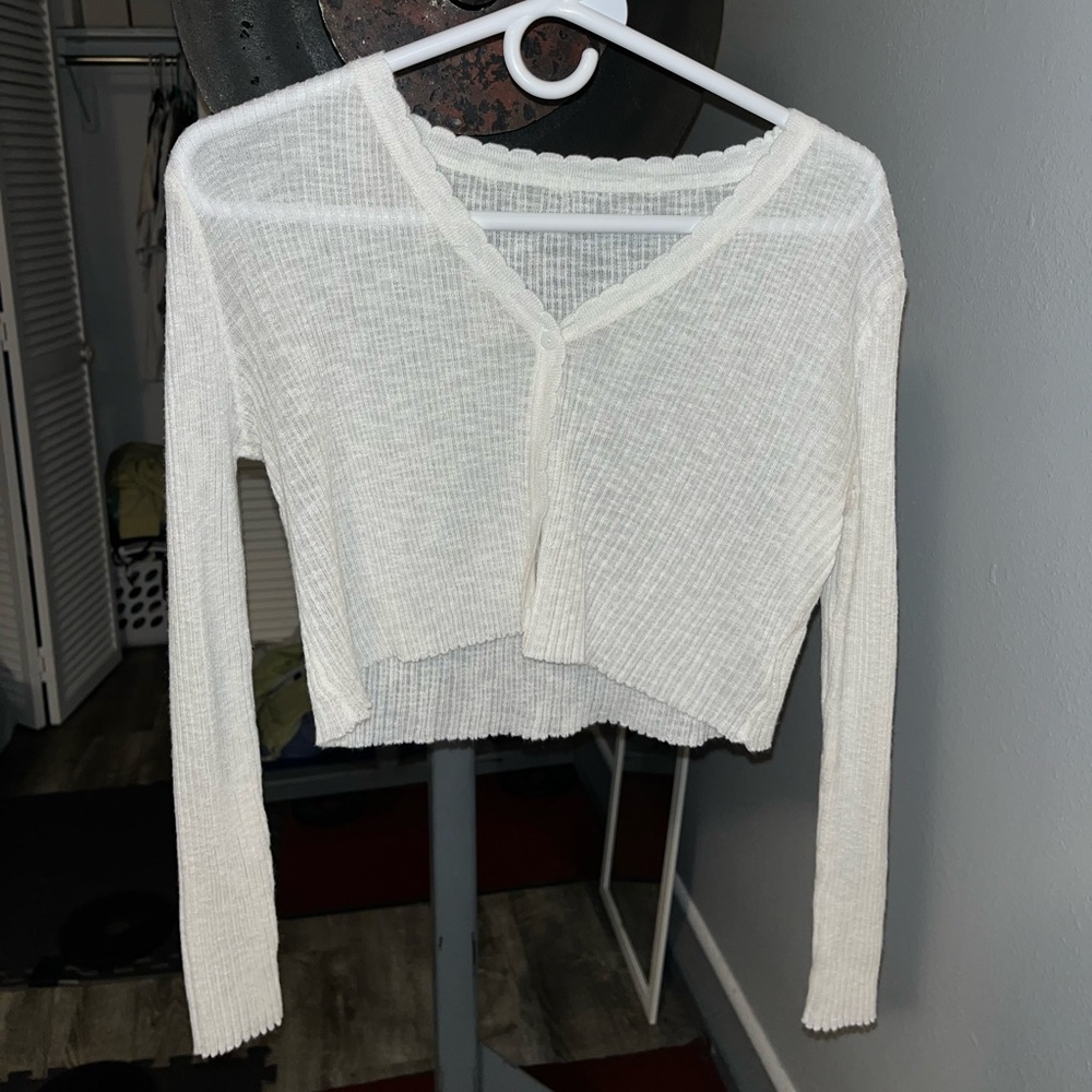 White button up cardigan